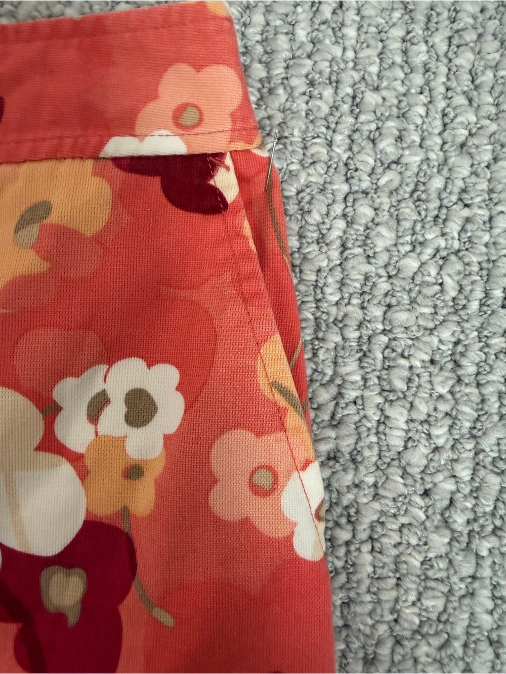 LOFT Coral-Orange Floral Skirt Size 14P summer vacation resort wear - Picture 5 of 14